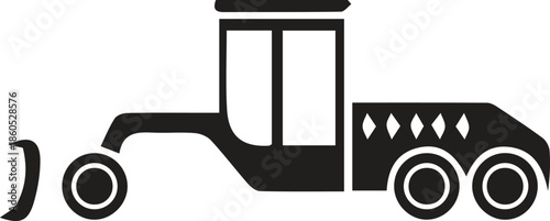 Road grader heavy equipment icon black and white