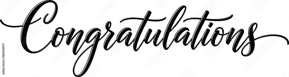 Fototapeta premium Congratulations handwritten script word art design element on a white background
