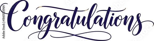 Elegant calligraphic 'Congratulations' in sophisticated script with subtle golden sparkle. Perfect graphic design for celebrating achievements, graduations, and joyous milestones