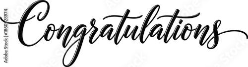 Congratulations handwritten script word art design element on a white background
