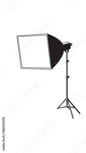 Studio Lighting Setup with Softbox and Strobe on Stand for Photography.