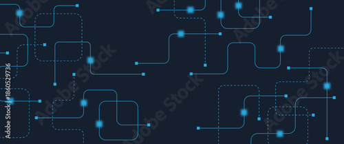 Abstract digital AI circuit board background with tech icons. Digital technology motherboard texture design. Engineering circuit board concept for poster, header, banner, website, presentation