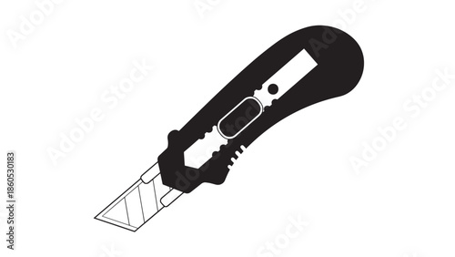 Handheld Utility Knife Cutting Cardboard for DIY Crafts.