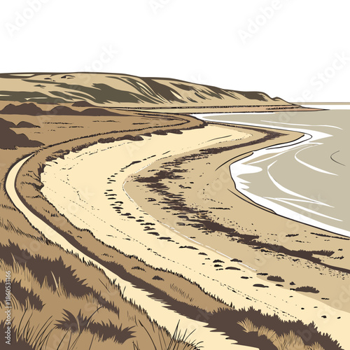 Coastal flatland with tide mark textures realistic