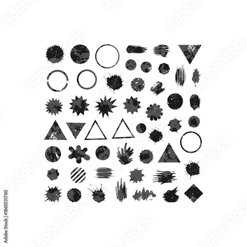 Collection of Abstract Geometric Shapes Monochrome.