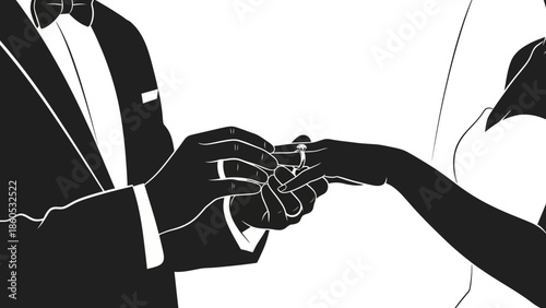 Man and Woman Exchanging Wedding Rings.