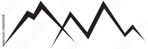 Jagged mountain peaks black silhouette mountains vector.