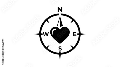 Compass with Heart Symbol Center.