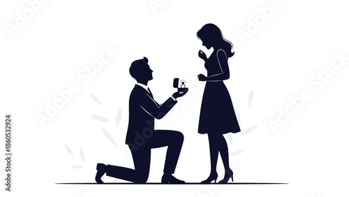 Man Proposing to Woman Kneeling Down.