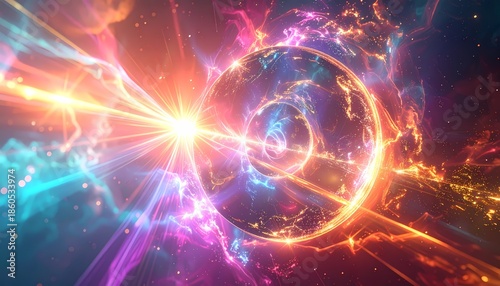 Wallpaper Mural Vibrant Cosmic Energy Bursting Through a Wormhole in Space. Torontodigital.ca