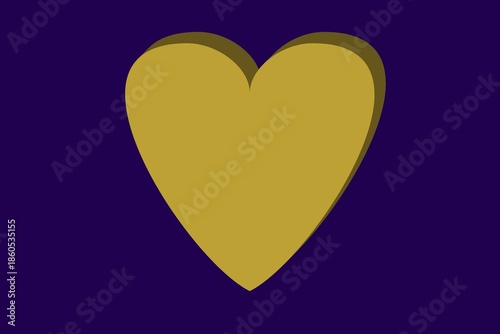 Purple Background with Golden Heart Shape Minimal Design
