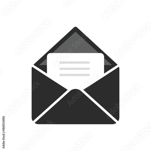 Envelope Icon Depicting Letter Inside for Mail Concept.