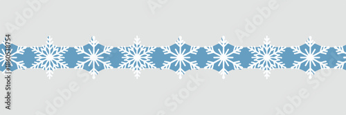 snowflake border seamless horizontal winter pattern vector repeat trim