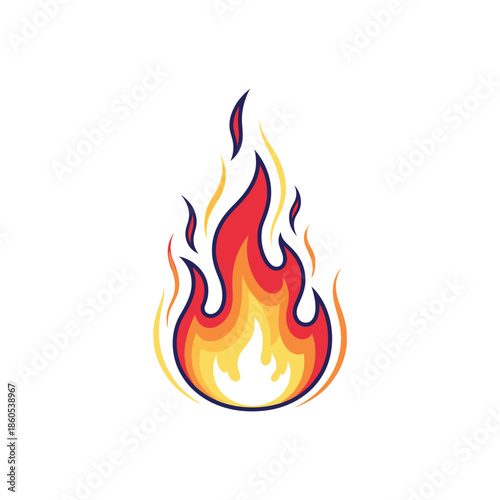 Flame Icon Isolated On White Background.