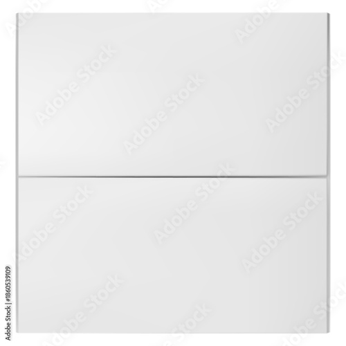 3D cardboard box view from above vector icon, realistic closed square white carton parcel, delivery cargo package mockup