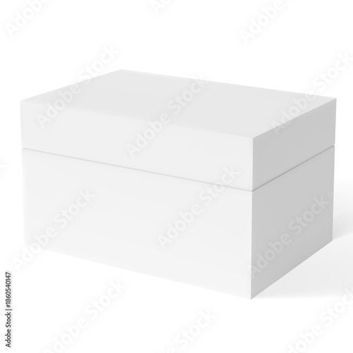 Gift cardboard box with closed lid, realistic 3D white carton container present parcel, delivery package vector mockup