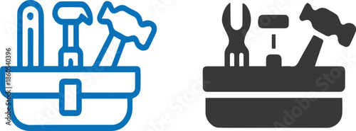 toolbox icon set hammer screwdriver wrench pliers flat vector