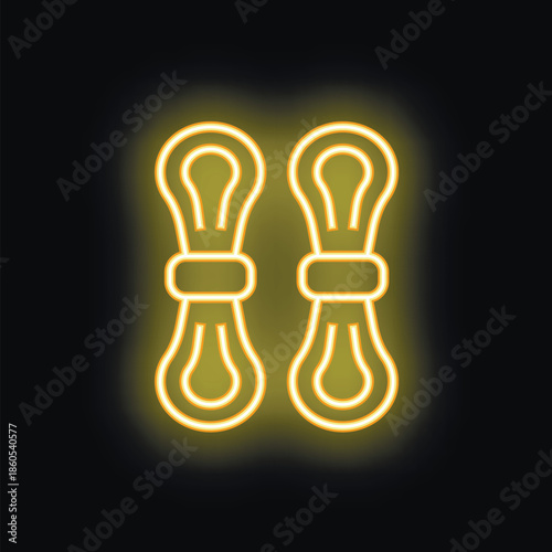 Neon yellow rope knot glowing on a black background, ideal for concepts such as sailing, security, and strength