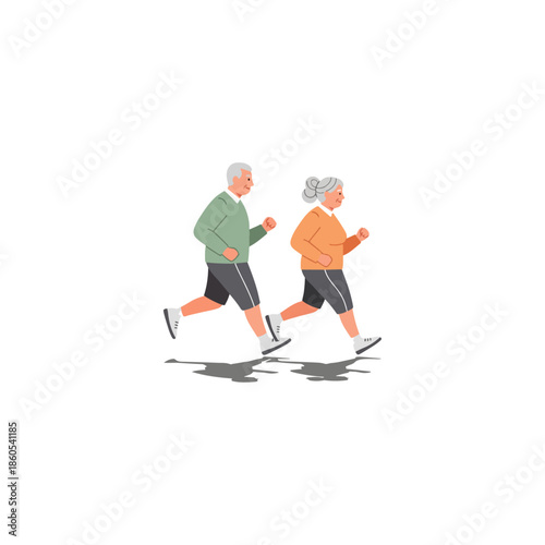 Active senior couple jogging in sportswear.