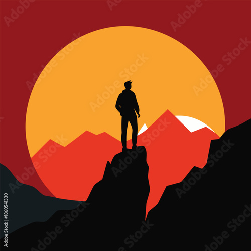man on the top of the mountain