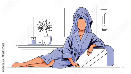 Modern vector illustration of woman relaxing at luxury spa, wellness, self-care, and premium beauty lifestyle concept ideal for health branding