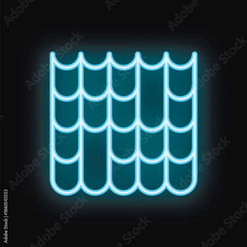 Blue neon spider web glowing on a black background