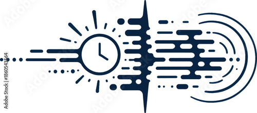 Abstract Digital Signal Processing and Time Management Concept with Frequency Waves
