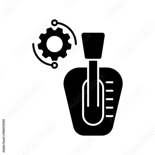 Minimal line icon of a gear shift lever symbolizing manual transmission, driving control, automotive interface, and vehicle operation.Gear Shift Control Line Icon