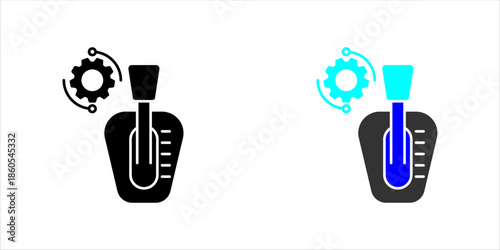 Minimal line icon of a gear shift lever symbolizing manual transmission, driving control, automotive interface, and vehicle operation.Gear Shift Control Line Icon