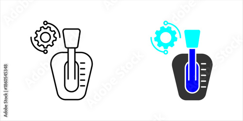 Minimal line icon of a gear shift lever symbolizing manual transmission, driving control, automotive interface, and vehicle operation.Gear Shift Control Line Icon