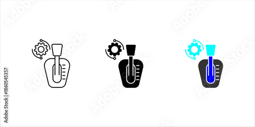 Minimal line icon of a gear shift lever symbolizing manual transmission, driving control, automotive interface, and vehicle operation.Gear Shift Control Line Icon