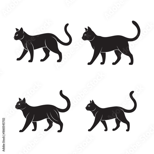 Cat Walking Gracefully In Elegant Silhouette