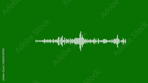 White Audio Spectrum Equalizer Bars Animation, 4K Seamless Loop Digital Sound Wave Visualization on Green Screen Background, Abstract Motion for DJ and Video Editors