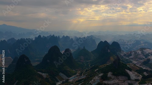 The Mountain Landscape in Yangshuo at Guilin