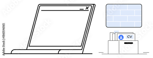 Digital employment concept. Digital tools streamline CV submission and hiring. Digital process secures sensitive candidate data. For HR, recruitment, cybersecurity, and data systems