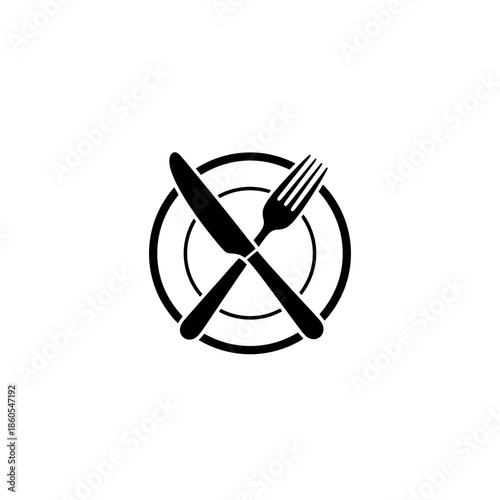 Crossed Knife and Fork Over Plate Stencil