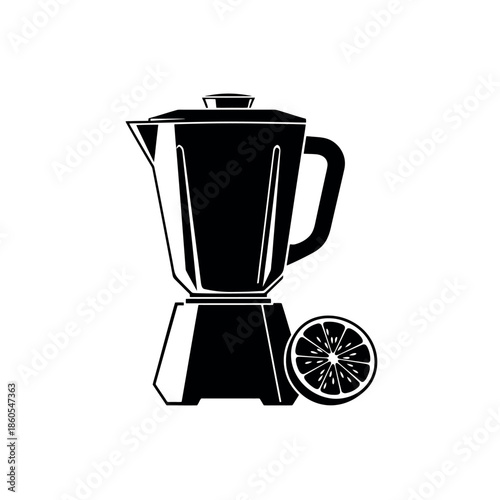 Kitchen Blender and Fruit Slice Stencil silhouette vector