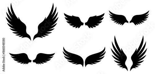 Wings icons set. Wing logo. Vector illustration