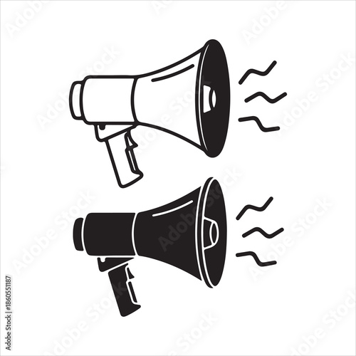 Megaphone loudspeaker with voice recording or siren