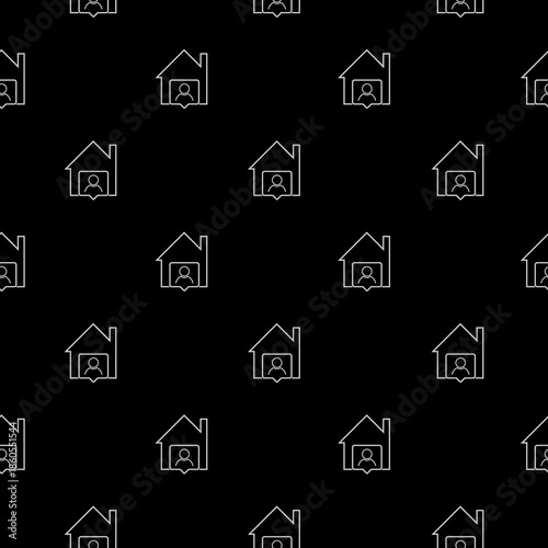 Working at home icon seamless pattern isolated on black background