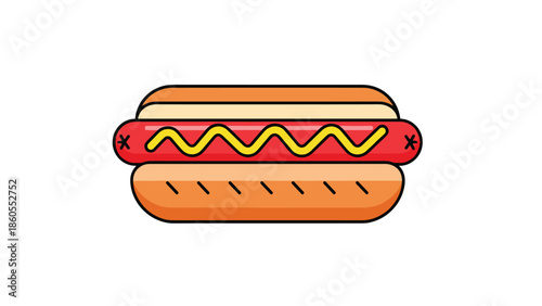 Tasty hot dog with mustard and ketchup on bun, Generative AI.