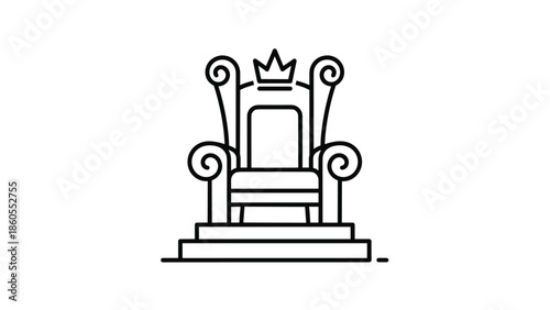 Elegant throne with crown on top for royal luxury and power, Generative AI.