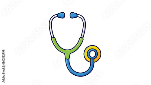 Vibrant stethoscope for medical professionals in bright colors, Generative AI.