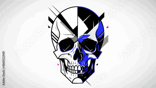 Vector illustration of a gothic skull and crossbones with wings featuring a grunge pirate tattoo design and a scary human skeleton head as an evil horror symbol of death and danger