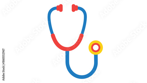 Stethoscope in blue red and yellow for medical use, Generative AI.