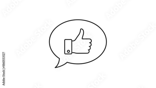 Thumbs up in speech bubble for positive feedback and approval, Generative AI.