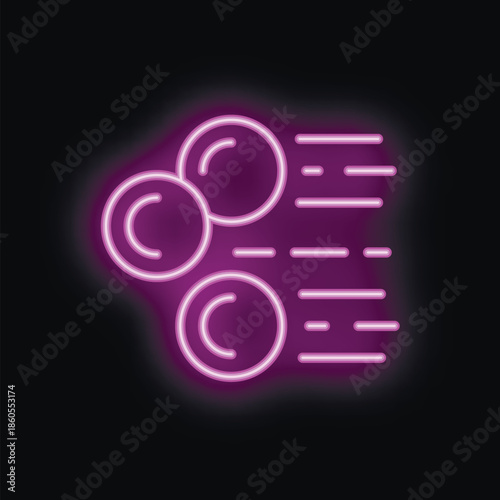 Purple neon style icon of copyright symbols transforming into money, great for topics related to intellectual property and profit