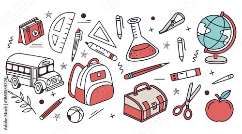 Set of vector icons of vegetables and medical school education symbols featuring a stethoscope book pencil and heart illustration for health science design