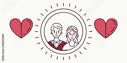 Happy couple in love surrounded by hearts and sunshine symbolizing romance and happiness on a special day together forever