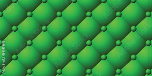 Seamless Green Tufted Upholstery Texture with Diamond Pattern and Button 